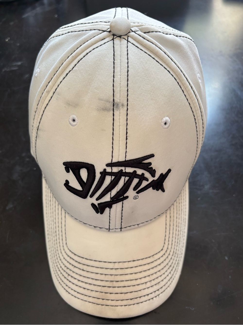 G. Loomis A-Flex Technical Hat, White with Black Embroidery and Stitching